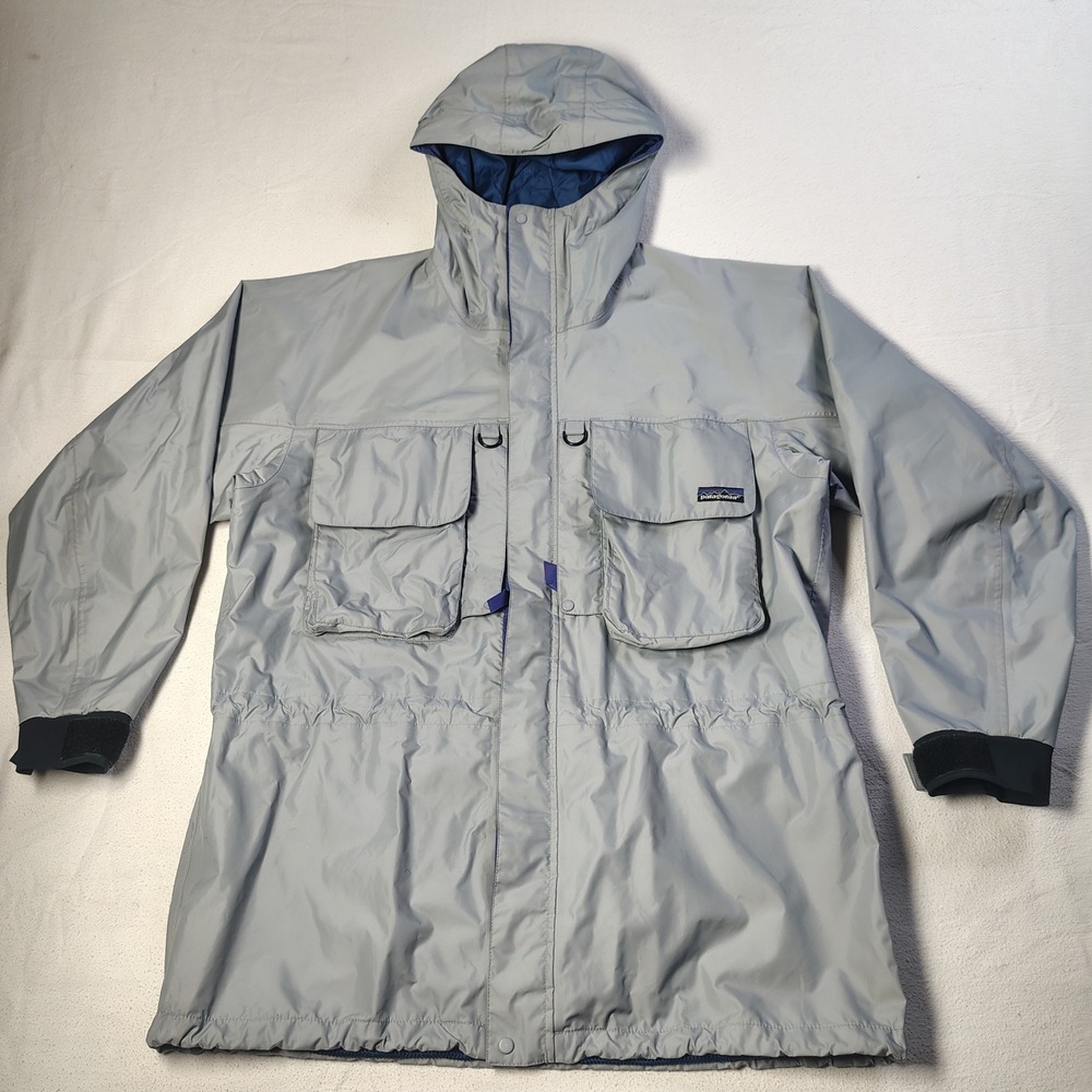 VINTAGE Patagonia SST Wading Jacket Mens L Grey Purple Sample Check Run 1992